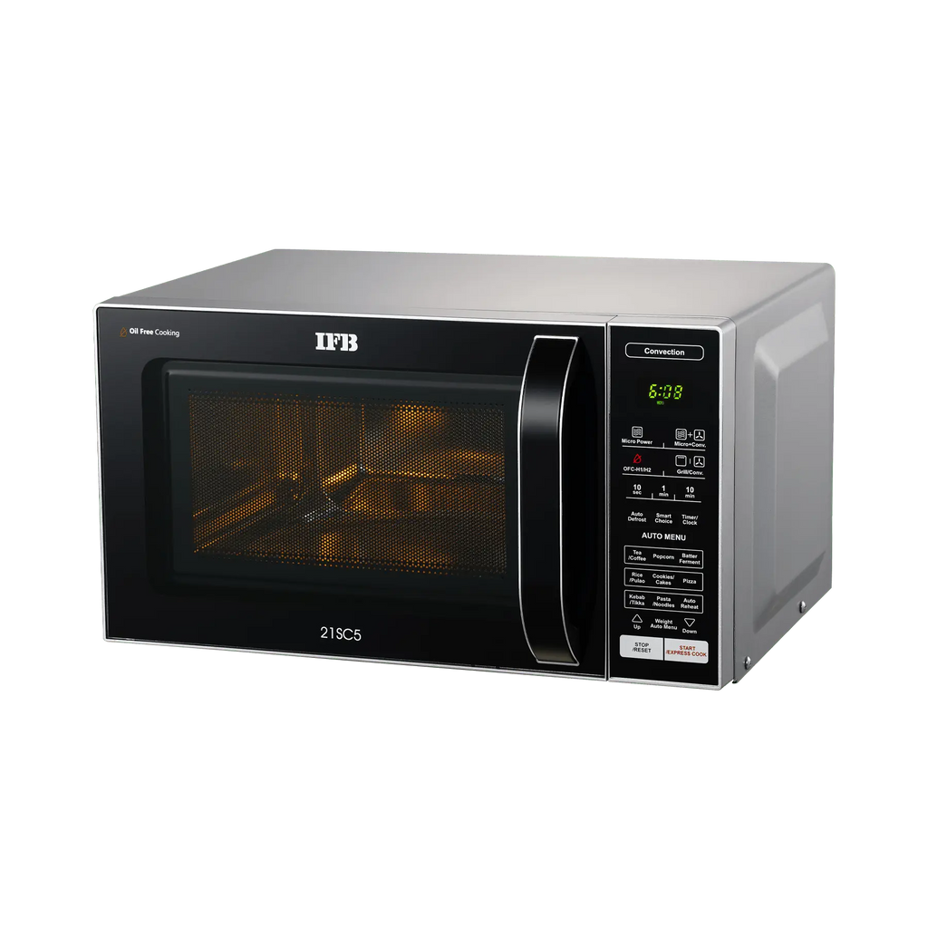 IFB 21SC5 21 L Convection Microwave Oven (Metallic Silver) | 71 Auto Cook Menus | Steam Clean | Oil-Free Cooking | Grill, Bake, Reheat & Ferment | 3-Year Magnetron Warranty
