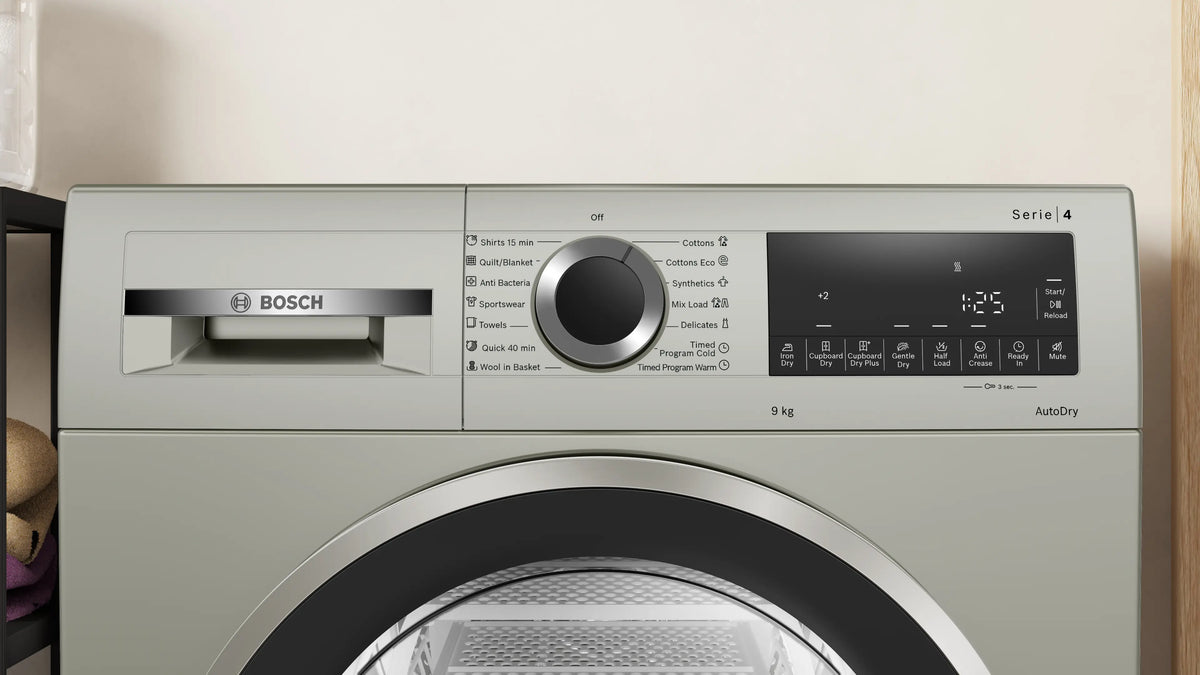 Bosch Series 4 condenser tumble dryer 9 kg Silver inox — WPG24108IN — alternate view