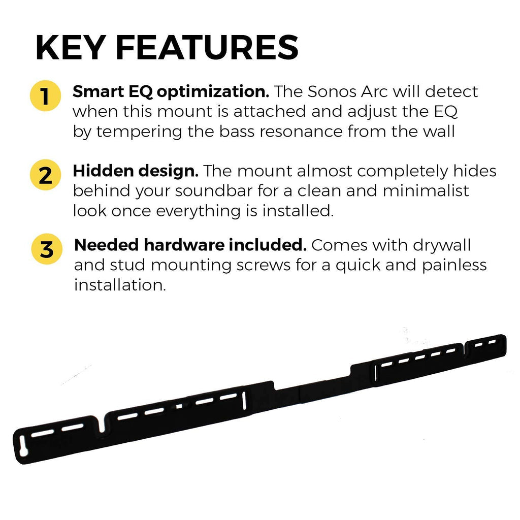 Sonos Arc Wall Mount Bracket (Black) – Compatible with Sonos Arc & Arc Ultra Soundbar | Hidden Design, Smart EQ Optimization, 24-Hour Delivery in Delhi NCR