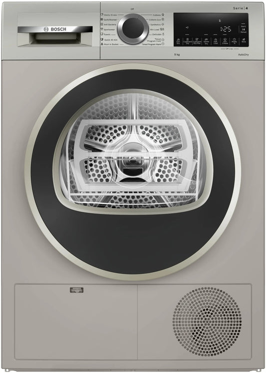 Bosch Series 4 condenser tumble dryer 9 kg Silver inox — WPG24108IN — product view