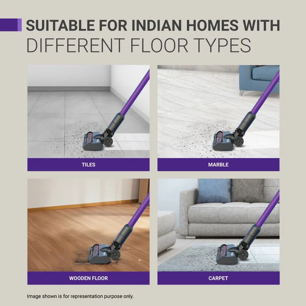 Eureka Forbes Kordfree K22 Supersilent Cordless Vacuum Cleaner – 24000 Pa Suction, 50 Min Runtime, HEPA Filter, 4-Stage Cyclonic Filtration, 5 Attachments, Handheld Convertible (Black)