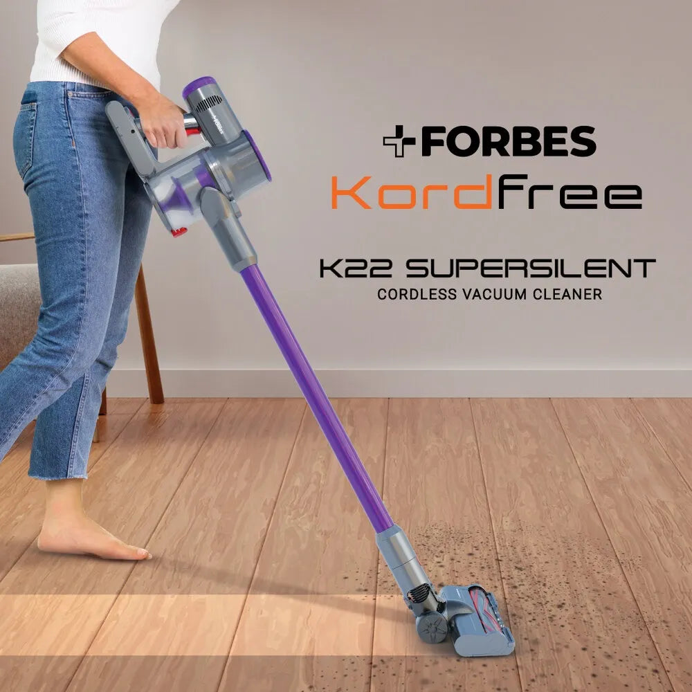 Eureka Forbes Kordfree K22 Supersilent Cordless Vacuum Cleaner – 24000 Pa Suction, 50 Min Runtime, HEPA Filter, 4-Stage Cyclonic Filtration, 5 Attachments, Handheld Convertible (Black)