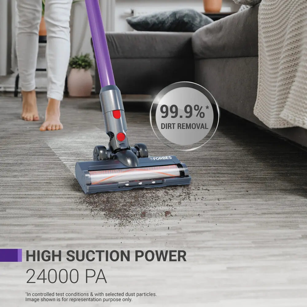 Eureka Forbes Kordfree K22 Supersilent Cordless Vacuum Cleaner – 24000 Pa Suction, 50 Min Runtime, HEPA Filter, 4-Stage Cyclonic Filtration, 5 Attachments, Handheld Convertible (Black)