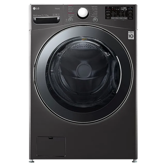 LG FHD2112STB 21/12 Kg 5 Star Inverter Front Load Washer Dryer with Steam, TurboWash & Wi-Fi – Black VCM