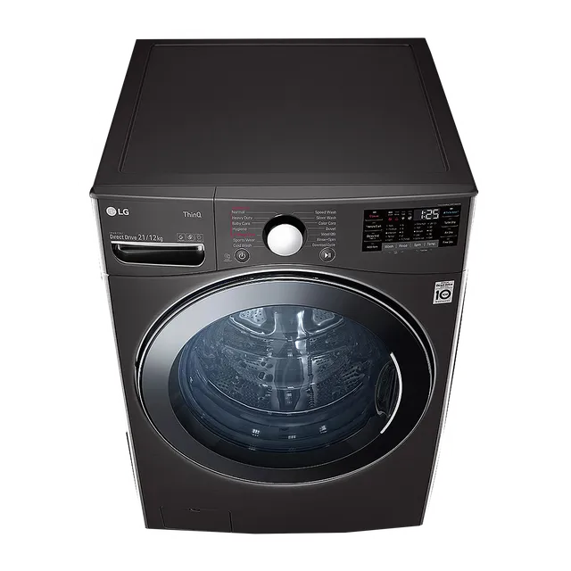 LG FHD2112STB 21/12 Kg 5 Star Inverter Front Load Washer Dryer with Steam, TurboWash & Wi-Fi – Black VCM