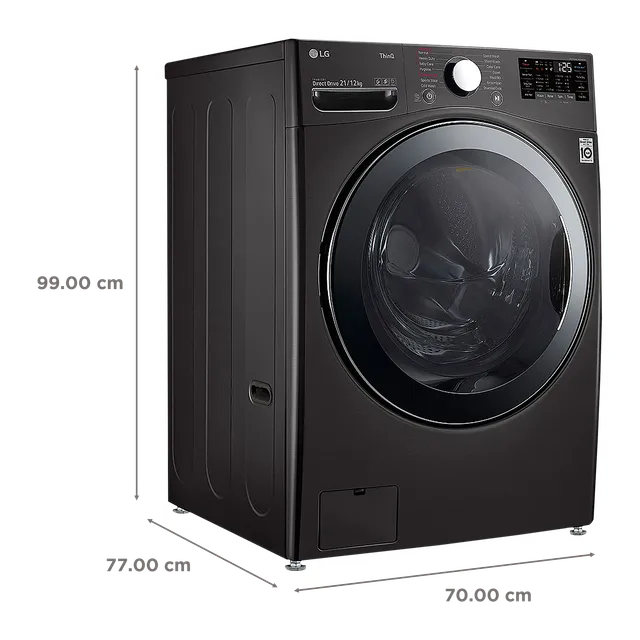 LG FHD2112STB 21/12 Kg 5 Star Inverter Front Load Washer Dryer with Steam, TurboWash & Wi-Fi – Black VCM