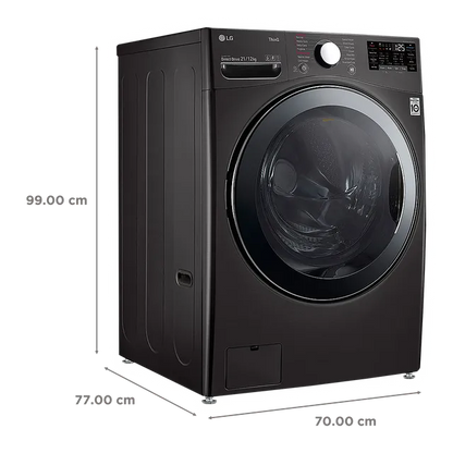 LG FHD2112STB 21/12 Kg 5 Star Inverter Front Load Washer Dryer with Steam, TurboWash & Wi-Fi – Black VCM