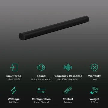 Sonos ARC S19 Dolby Atmos Soundbar – 110W Stereo, Voice Control, HDMI ARC, Wi-Fi | Black | 24-Hour Delivery in Delhi NCR