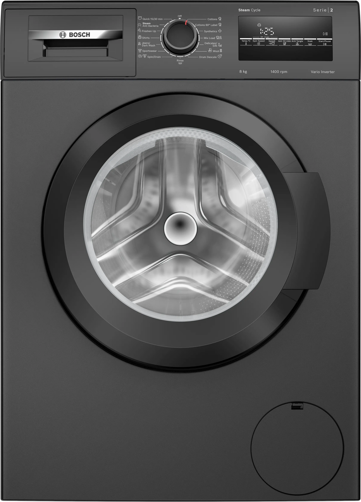 Bosch Series 2 washing machine, front loader 8 kg 1400 rpm — WAJ2826CIN — product view
