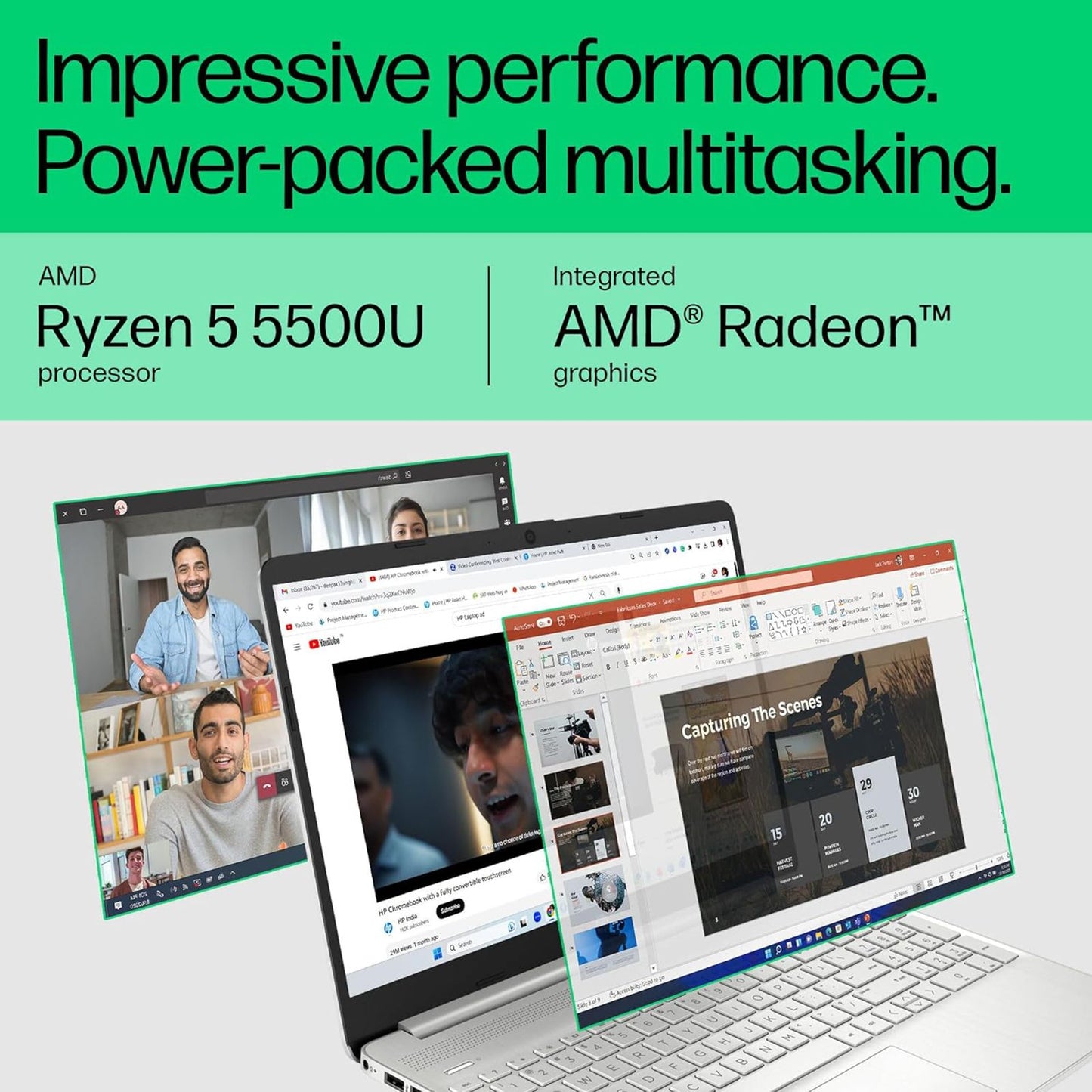 HP 15s-eq2144AU AMD Ryzen 5 (15.6 inch, 8GB, 512GB, Windows 11, MS Office 2019, AMD Radeon Graphics, FHD Display, Natural Silver, 50M63PA)