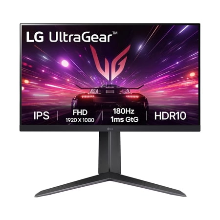 LG 24 (60.96cm) UltraGear™ Full HD IPS gaming monitor | 180Hz, IPS 1ms (GtG), HDR10 — 24GS65F-B — product view