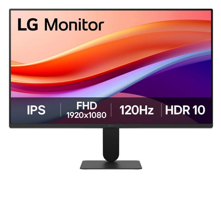 LG 23.8 (60.45 cm) IPS Full HD 120Hz monitor with virtually borderless design, sRGB 99% (Typ.), HDR 10, 1ms MBR — 24U411A-B — product view