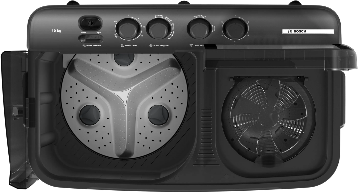 Bosch WJZ105D0IN Series 2 Semi-Automatic Top Load Washing Machine | 10 kg | 1300 RPM | Vario Pulsator | Integrated Wheels | Large Lid Opening | Made in India