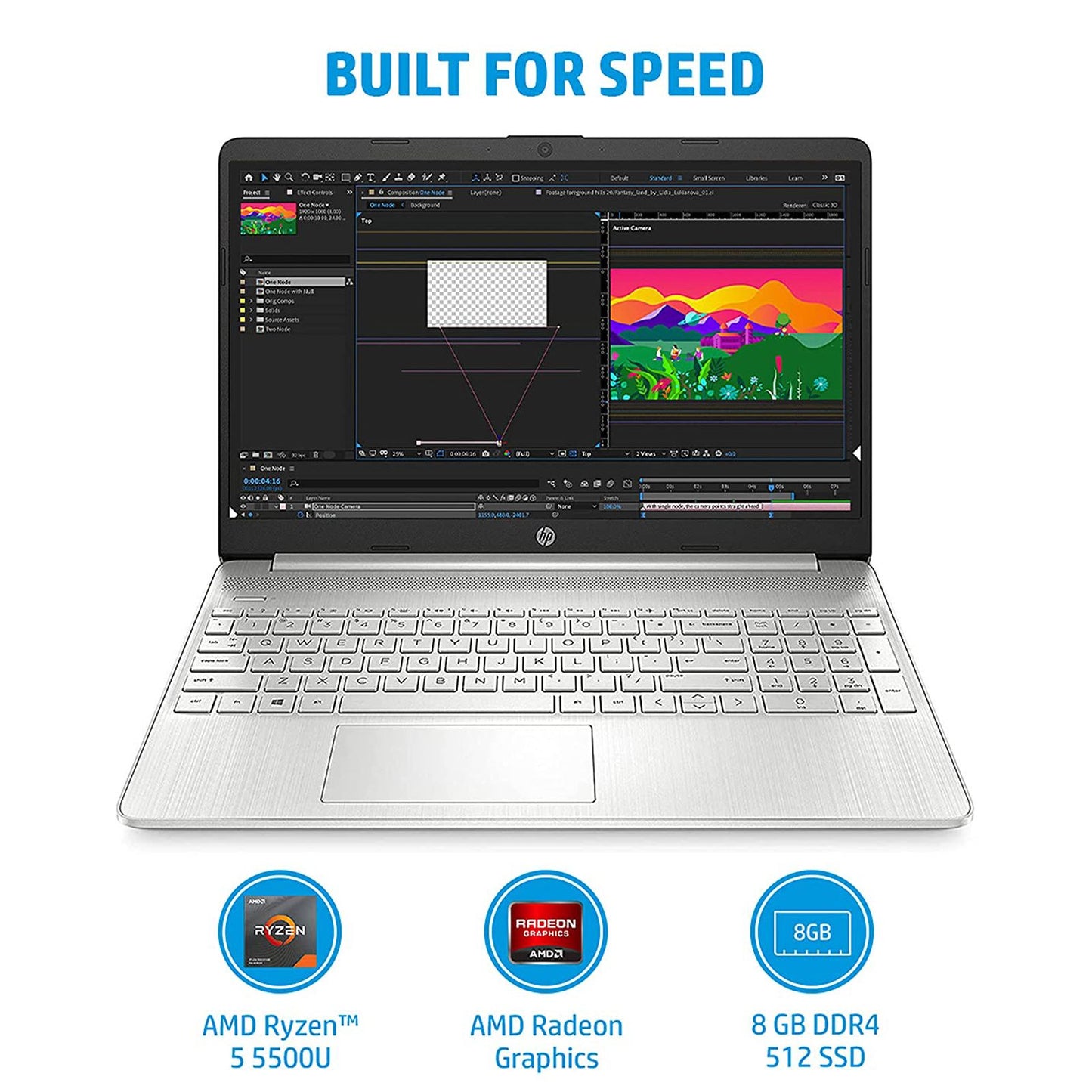 HP 15s-eq2182AU AMD Ryzen 5 Laptop (16GB, 512GB SSD, Windows 11 Home, 15.6 inch Full HD Display, MS Office Home & Student 2021, Natural Silver, 1.69 KG)