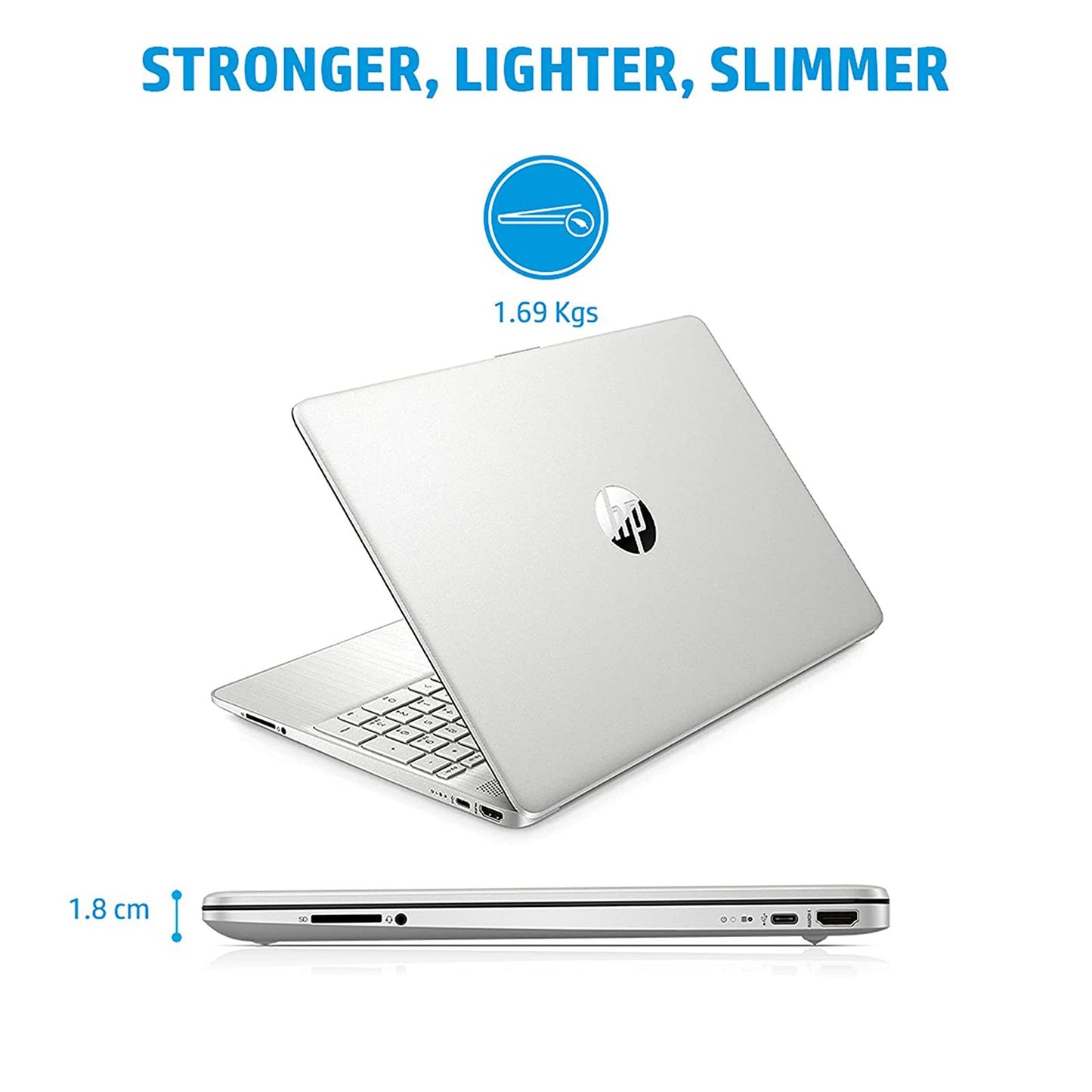 HP 15s-eq2182AU AMD Ryzen 5 Laptop (16GB, 512GB SSD, Windows 11 Home, 15.6 inch Full HD Display, MS Office Home & Student 2021, Natural Silver, 1.69 KG)