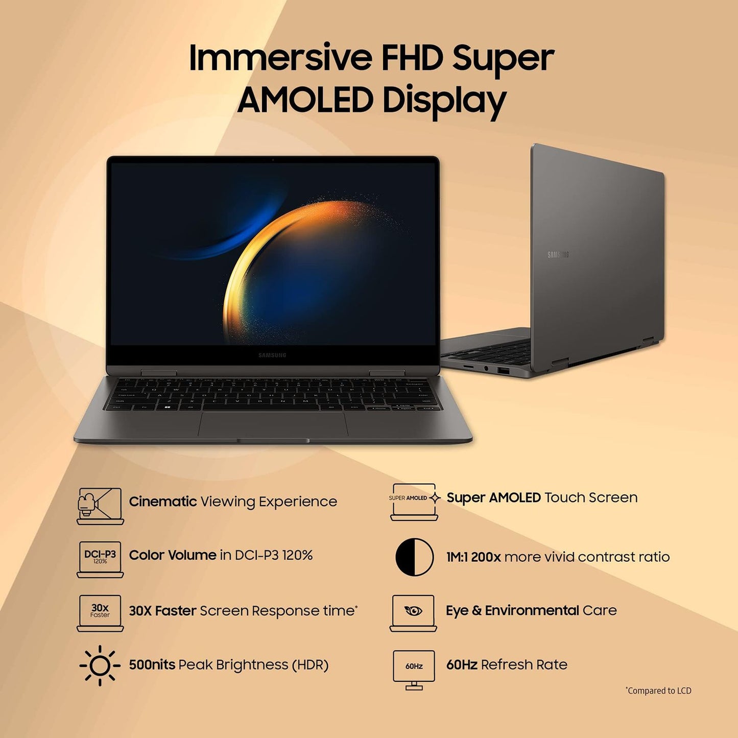 SAMSUNG Galaxy Book3 360 Intel Evo Core i7 13th Gen (13.3 inch, 16GB, 1TB, Windows 11 Home, MS Office 2021, Intel Iris Xe, FHD Super AMOLED Display, Graphite, NP730QFG-KA3IN)