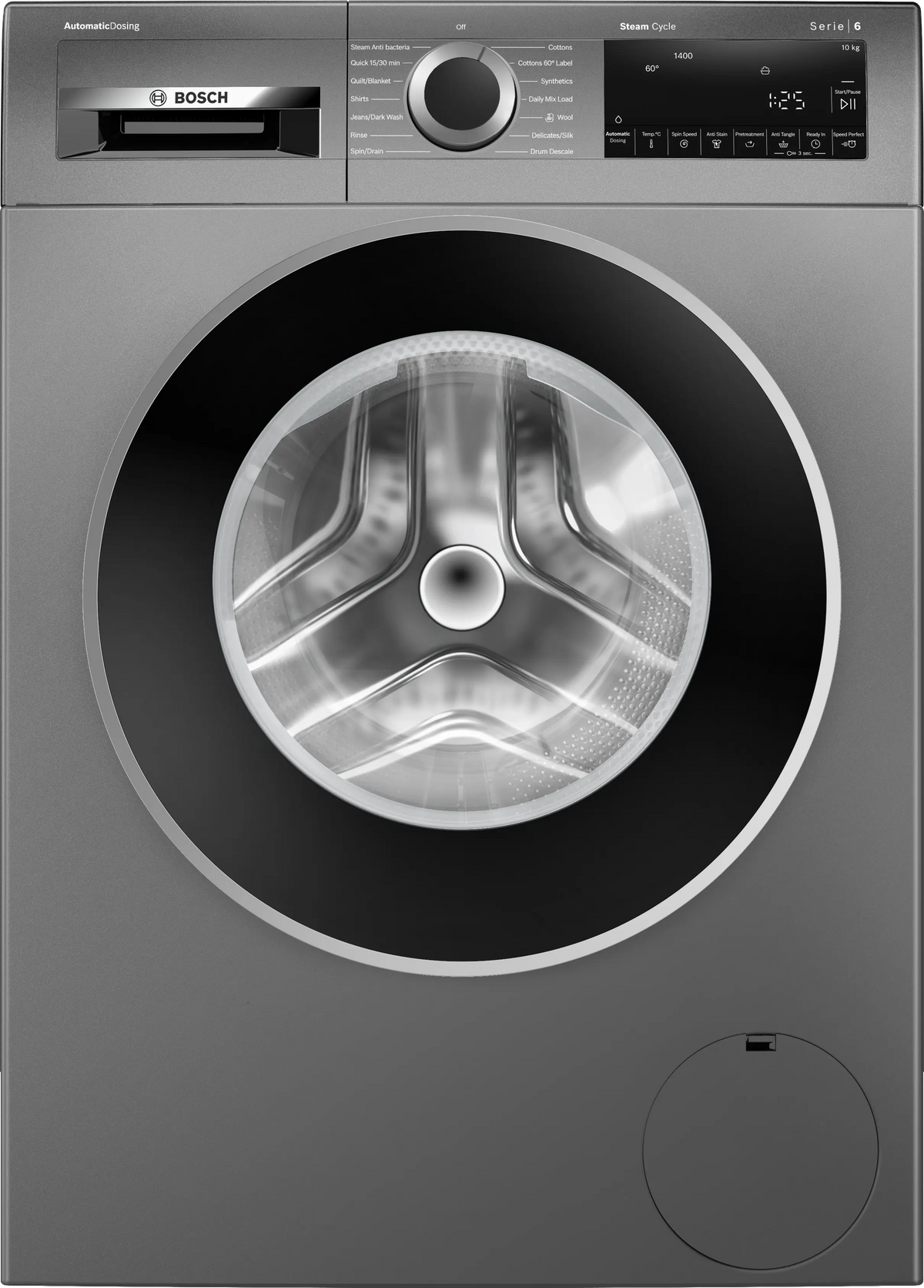 Bosch Series 6 washing machine, front loader 10 kg , Cast iron grey — WGA254IRIN - product view