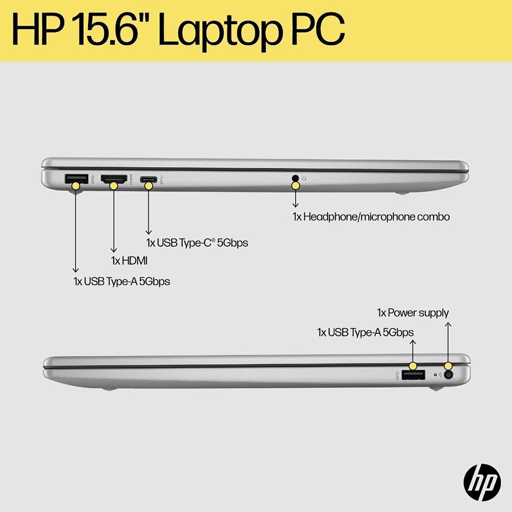 HP 15-fc0026AU AMD Ryen 3 Thin and Light Laptop (8GB, 512GB SSD, Windows 11 Home, 15.6 inch FHD Display, MS Office 2021, Natural Silver, 1.75 KG)