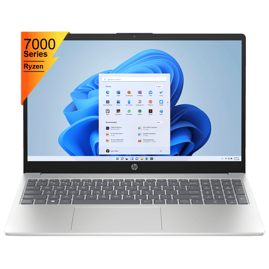 HP 15-FC0030AU AMD Ryen 5 Thin and Light Laptop (16GB, 512GB SSD, Windows 11 Home, 15.6 inch FHD IPS Display, MS Office 2021, Natural Silver, 1.75 KG)