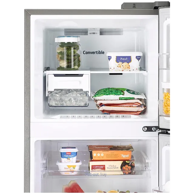 LG GL-S262SPZX.DPZZEB  246 Litres 3 Star Frost Free Double Door Convertible Refrigerator with Smart Diagnosis ( Shiny Steel)