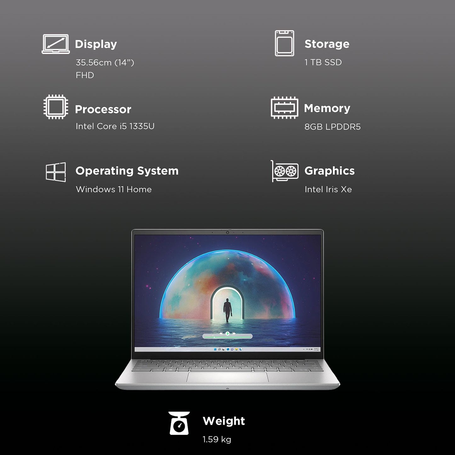 DELL Inspiron 5430 Intel Core i5 13th Gen (14 inch, 8GB, 1TB, Windows 11, MS Office 2021, Intel Iris Xe, FHD Plus Display, Platinum Silver, IN5430NH6KJM01ORS1)