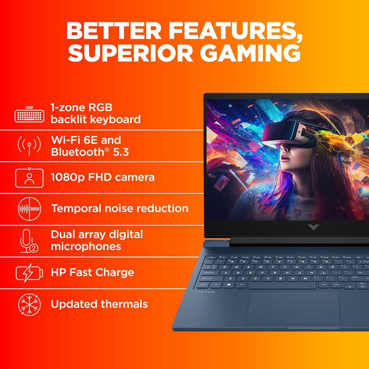HP Victus 16-s0089AX AMD Ryzen 7 Laptop (16GB, 1TB, Windows 11 Home, 16.1 inch Full HD IPS Display, MS Office 2021, Performance Blue, 2.29 KG)