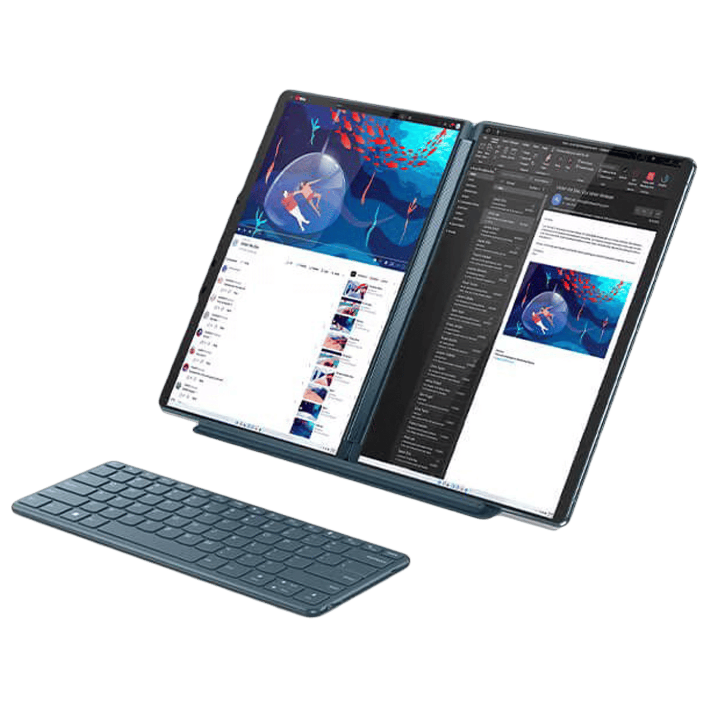 Lenovo Yoga Book 9 13IRU8 Intel Core i7 13th Gen (13.3 inch, 16GB, 1TB, Windows 11 Home, MS Office 2021, Intel Iris Xe, OLED Display, Tidal Teal, 82YQ001DIN)