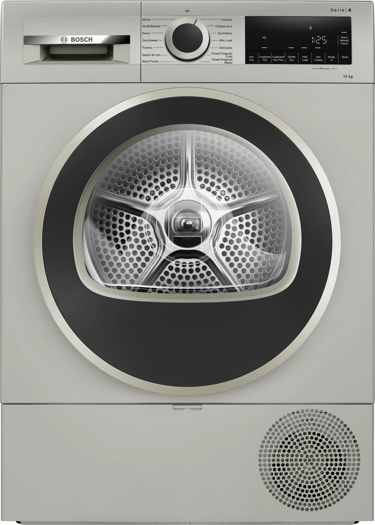 Bosch Series 4 heat pump tumble dryer 10 kg Silver inox — WQG2520XIN — product view