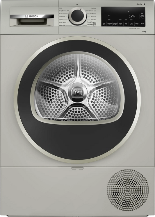 Bosch Series 4 heat pump tumble dryer 10 kg Silver inox — WQG2520XIN — product view
