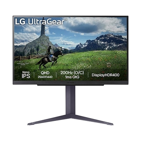 LG 27 (68.58 cm) UltraGear™ QHD Nano IPS Gaming Monitor with 180Hz (O/C 200Hz), 1ms (GtG), Display HDR™ 400 — 27GS85Q-B — product view