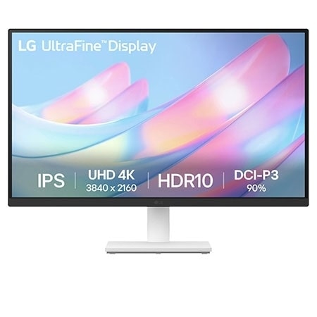 LG 68.58 cm (27) 4K UHD UltraFine™ IPS Monitor, HDR 10, 3-side Virtually Borderless Design, 60 Hz, 5ms (GtG) — 27US500-W — product view