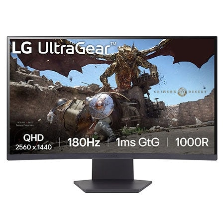 LG 68.58 cm (27) QHD 1000R Curved Display Gaming Monitor, 180Hz Refresh Rate, 1ms (GtG) Response Time, HDR10 — 27GS60QC-B — product view