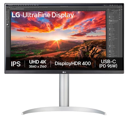 LG 68.58 cm (27) UHD 4K IPS Monitor, VESA DisplayHDR™ 400, Dynamic Action Sync, Reader Mode, HDR Effect — 27UP850K-W — product view