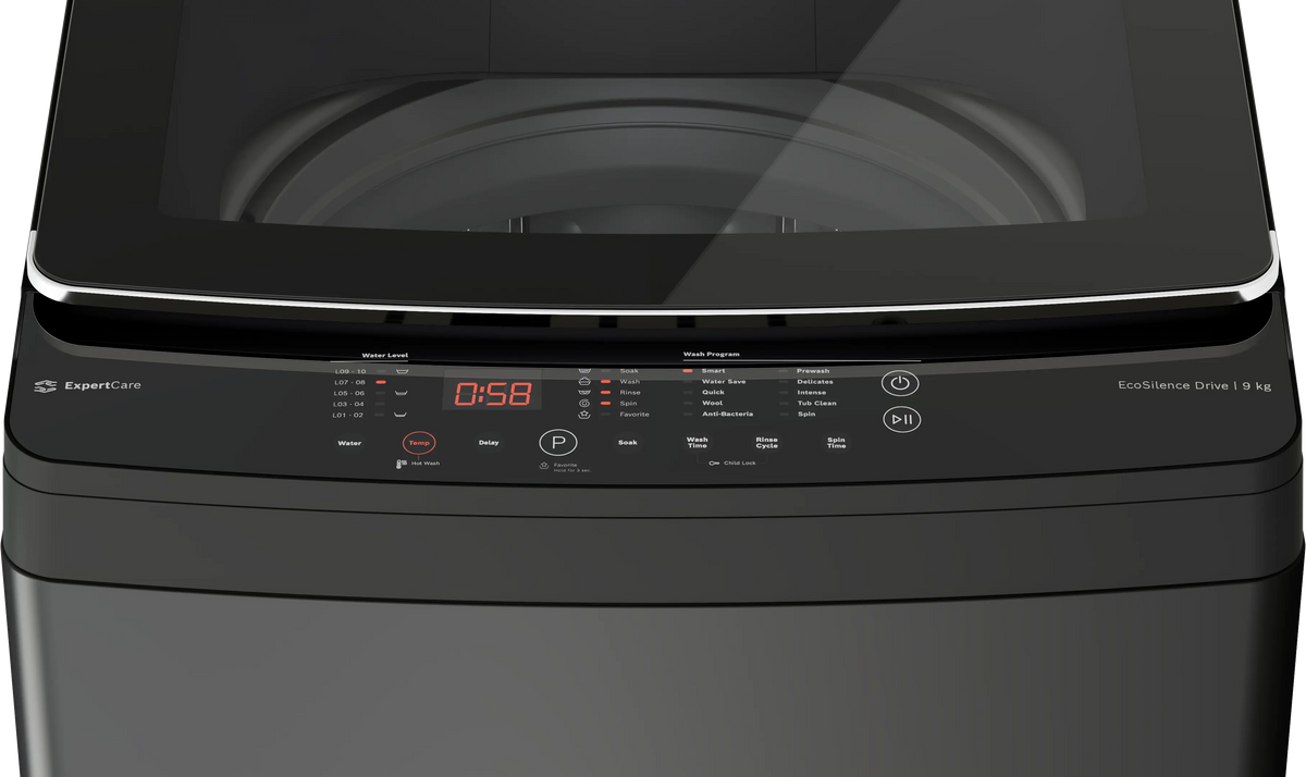 Bosch Series 2 washing machine, top loader 680 rpm — WOE90EV0IN — alternate view