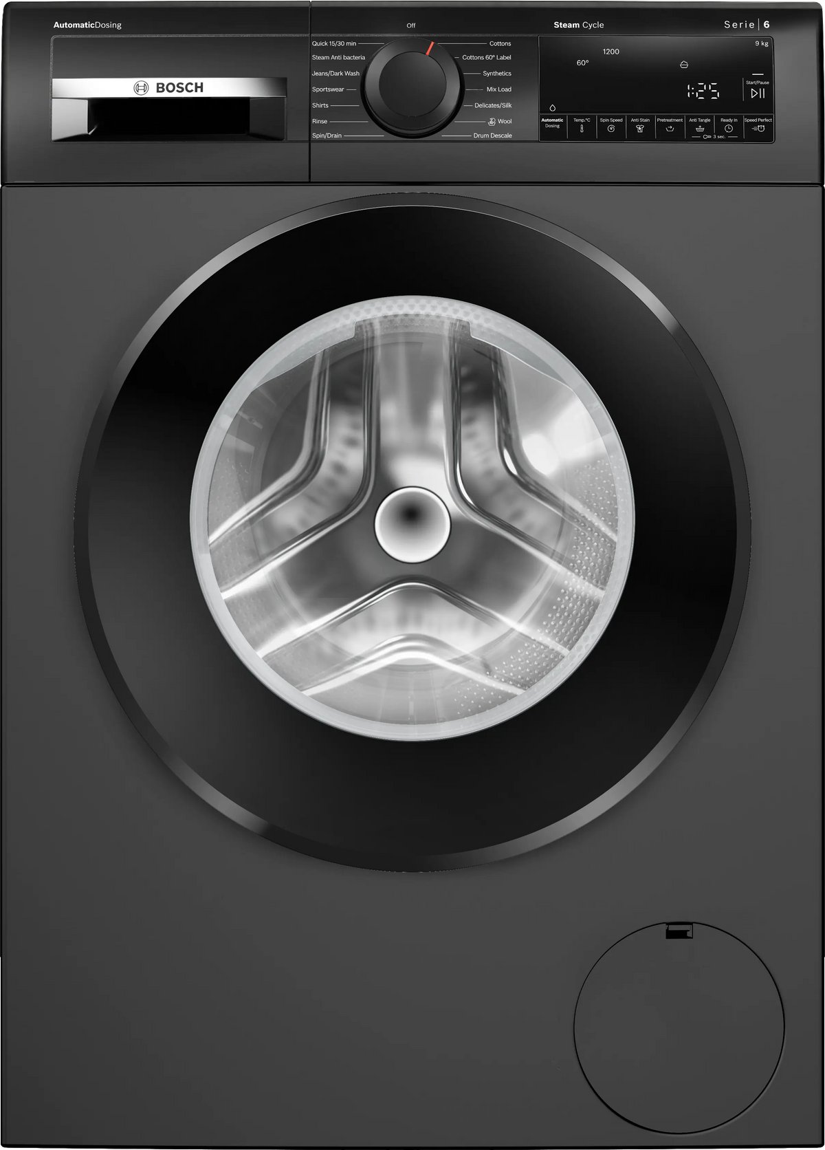 Bosch Series 6 washing machine, front loader 9 kg , Cast iron grey — WGA242IRIN — product view