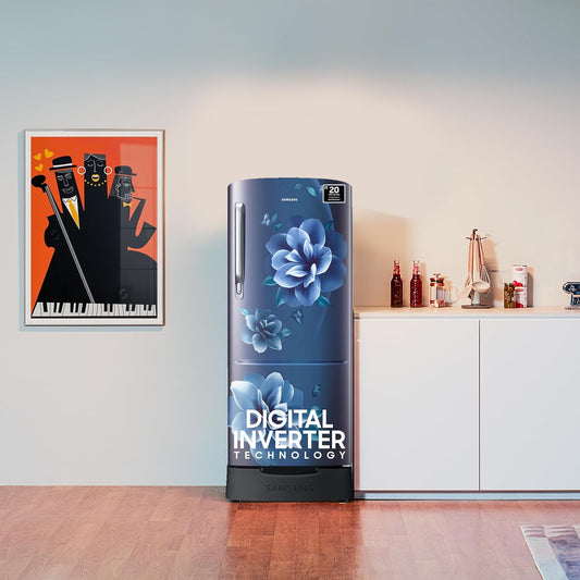 Samsung RR24C2823CU/NL 223L 3 Star Inverter Direct-Cool Single Door Refrigerator Appliance (amellia Blue) Base Stand Drawer
