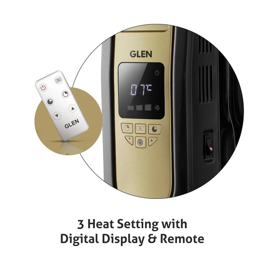 Glen HA 7013 13 Fin Oil Filled Radiator Room Heater | 2900 W | Digital Display | PTC Fan | 2 Years Warranty | Suraj Electronics Delhi NCR