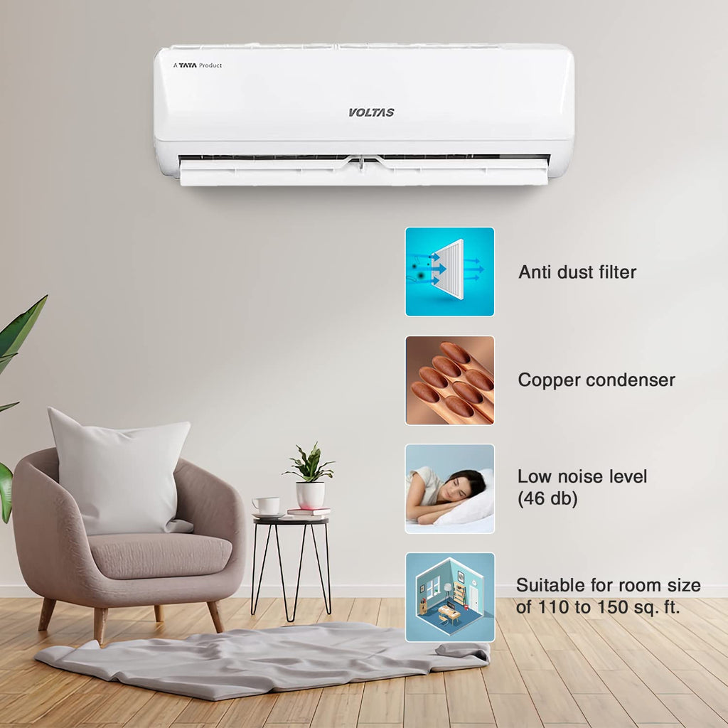 Voltas 185V Vertis Emerald 1.5 Ton 5 Star Inverter Split AC(Copper, 5-in-1 Adjustable Mode, Anti-dust Filter, White)