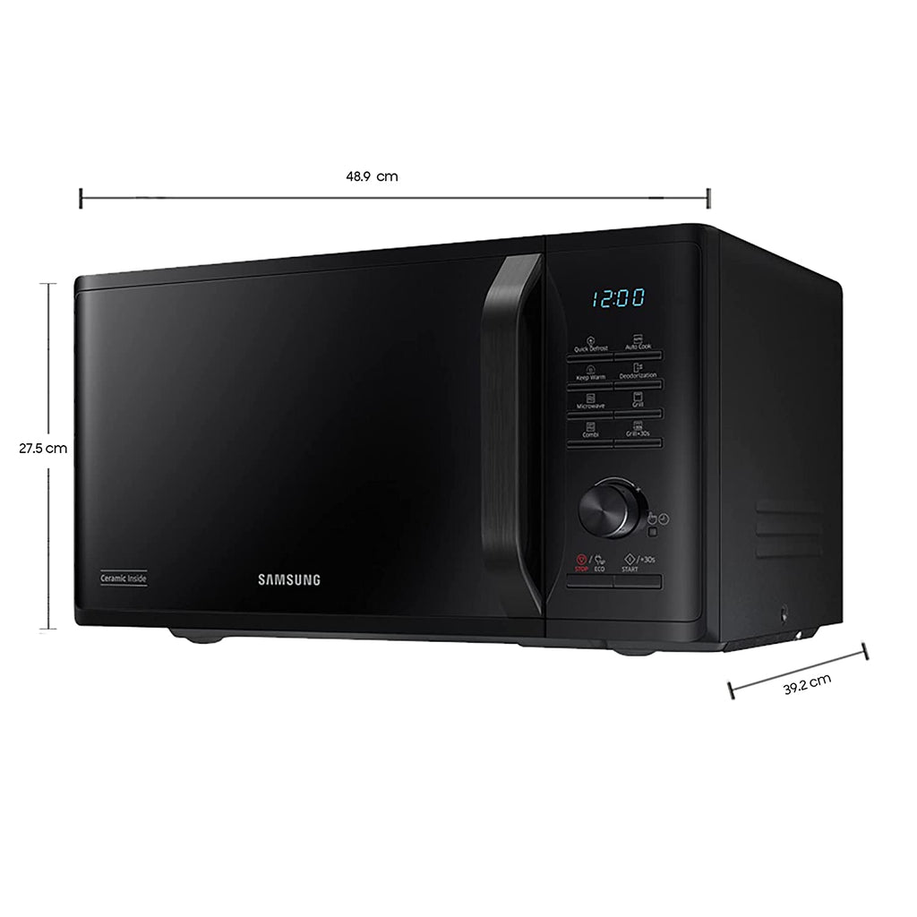 Samsung MG23A3515AK/TL 23L Grill Microwave Oven (Black) with Ceramic Enamel Cavity, Eco Mode, Quick Defrost & Browning Plus