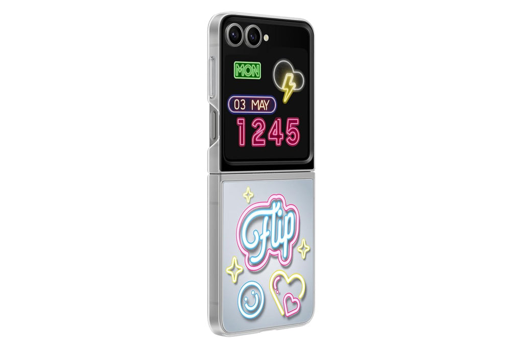 Samsung Galaxy Z Flip6 Flipsuit Case – Neon Card Gray | LED Animation | Eco-Friendly | Suraj Electronics Delhi NCR