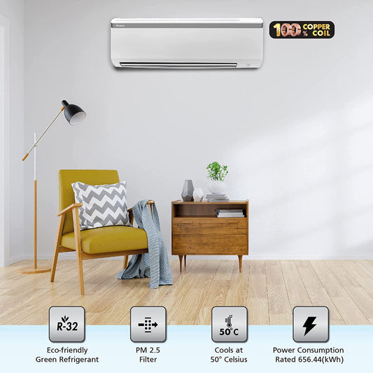 Daikin FTL35UV16 1 Ton 3 Star Split AC (Copper Condenser, Fixed Speed, PM2.5 Filter, Power Chill, White)