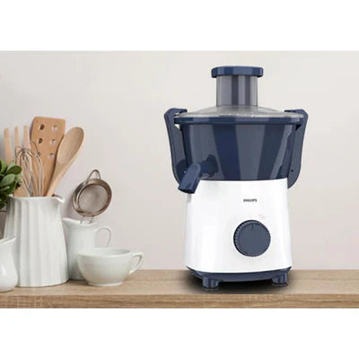 Philips HL7566/00 500W Daily Collection Juicer with 58mm Feeding Tube, Cutter Sieve & Dual Locking System – Deep Azure