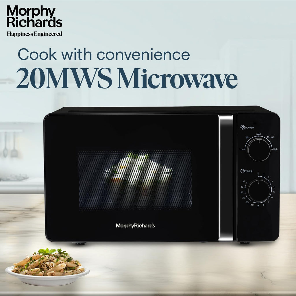 Morphy Richards 20MWS 20 Litres Solo Microwave Oven with Large Turntable Black