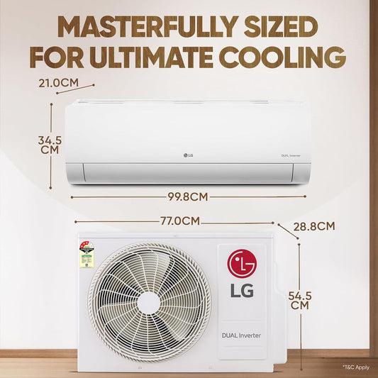 LG US-Q24ENXE 2 Ton 3 Star DUAL Inverter Split AC (Copper, AI Convertible 6-in-1, Diet Mode+, Faster Cooling & Energy Saving, 4 Way Swing, HD Filter with Anti-Virus Protection,  White)