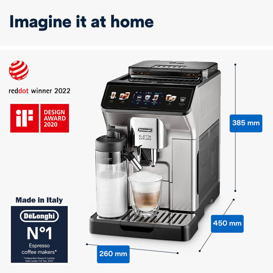 De’Longhi Eletta Explore ECAM450.65.S | Bean-to-Cup Coffee Machine | 50+ Hot & Cold Drinks | Cold Brew in 5 Mins