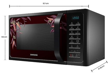 Samsung MC28H5025VR/TL 28 L Convection Microwave Oven with SlimFry ( Black Delight Red Pattern)