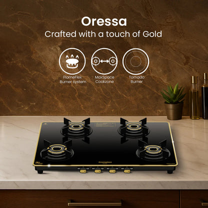 Crompton Oressa CKT-ORR704-MSB 4 Burner 70 cm Slim Glass Cooktop