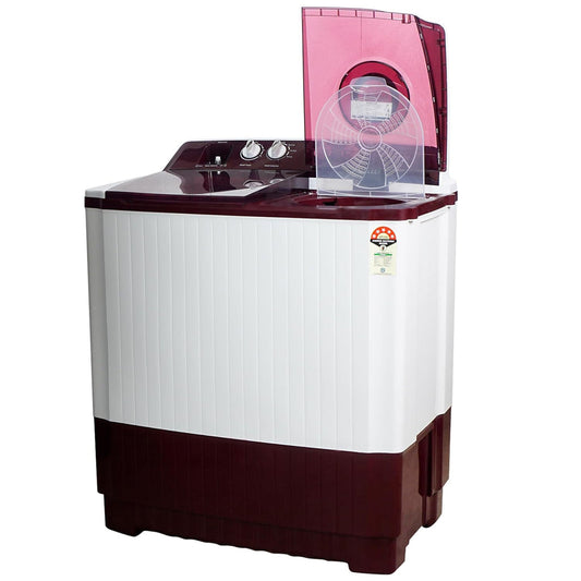 Voltas Beko WTT10/UCABRSSWH4PTD 10 Kg Semi Automatic Top Load Washing Machine, 5 Star (Burgundy) | Fast Dry™, Double Waterfall, Special Pulsator Wash, Cassette Filter