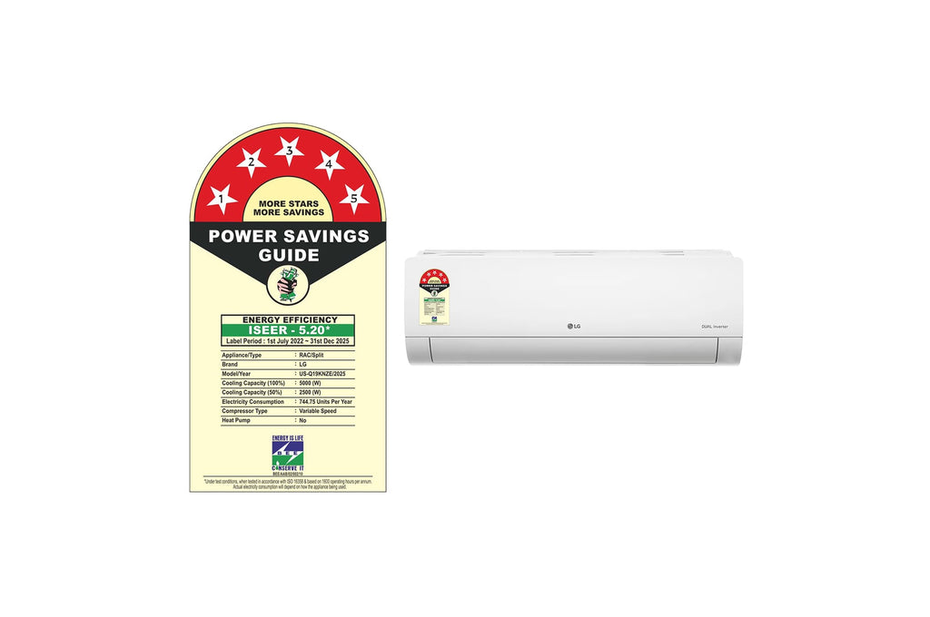 LG US-Q19KNZE 5 Star 1.5 Split AC, AI Convertible 6-in-1,  4-Way Swing, Viraat Mode, Dual Inverter Compressor, 2025 Model