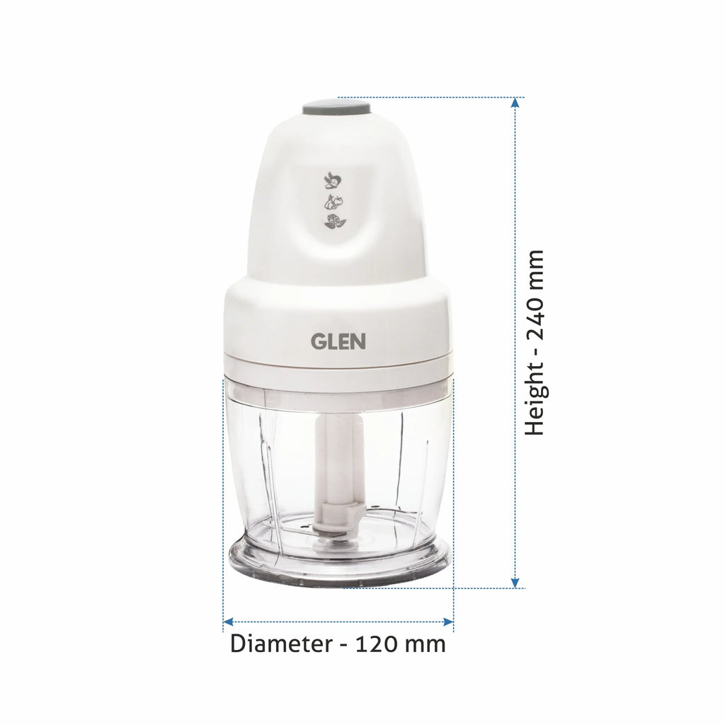 Glen SA4043 Electric Chopper | 250W Mini Food Processor | 400ml Bowl | Stainless Steel Blades &amp; Whisker Disc | Suraj Electronics Delhi NCR